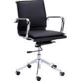 Morgan Full Back Office Chair in Onyx Leatherette on Stainless